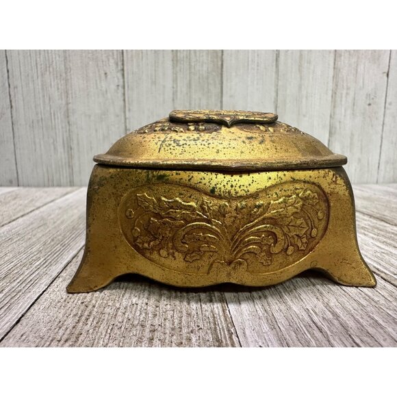 Vtg K & Co Jewelry Trinket Box Bronze WaterTown Wisconsin High School 3" Long - Picture 5 of 15
